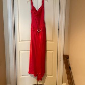 Ladies Red Satin Formal Gown